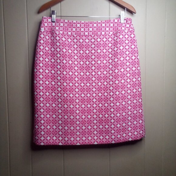 Isabella DeMarco Skirt 10 Career Dressy Geometric Circles Pink White - Picture 12 of 12